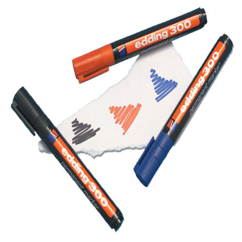 red, blue and black permanent marker pens