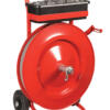 strapping dispenser for polyester strapping on cardboard core