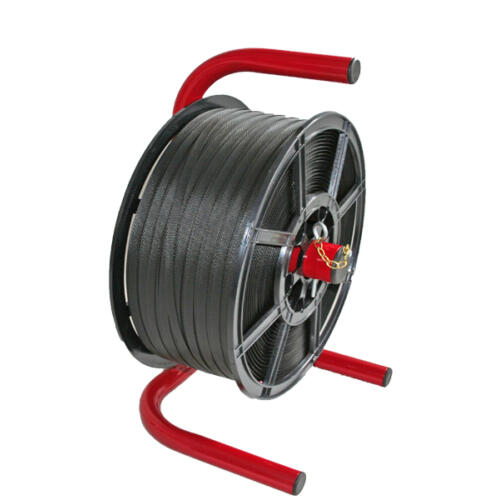 dispenser for strapping on a plastic reel