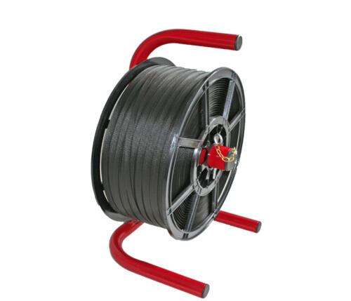dispenser for strapping on a plastic reel